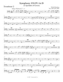 Partition Trombone 2, Symphony No.31, D major, Rondeau, Michel