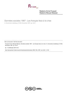 Données sociales 1987 : Les français face à la crise - article ; n°1 ; vol.204, pg 43-47