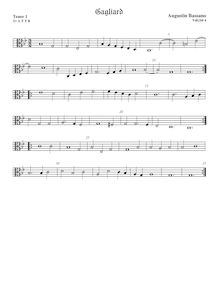 Partition ténor viole de gambe 2, alto clef, pavanes et Galliards pour 5 violes de gambe par Augustine Bassano