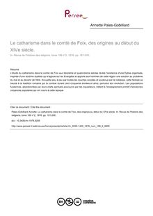 Le catharisme dans le comté de Foix, des origines au début du XIVe siècle. - article ; n°2 ; vol.189, pg 181-200