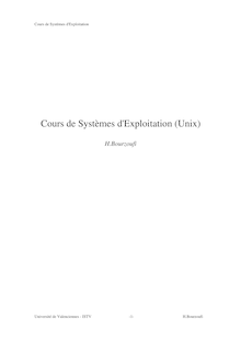 Cours de Systèmes d Exploitation (Unix) H.Bourzoufi