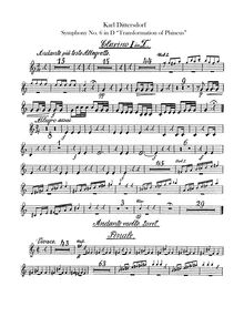 Partition trompette 1, 2 (D), 6 Symphonies after Ovid s Metamorphoses par Carl Ditters von Dittersdorf