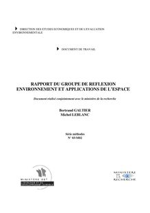 Rapport du groupe de réflexion "Environnement et applications de l espace".