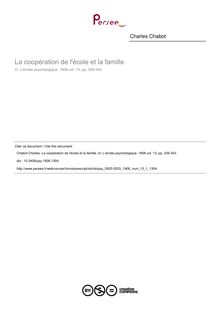 La coopération de l école et la famille - article ; n°1 ; vol.13, pg 326-343