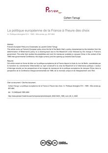 La politique européenne de la France à l heure des choix - article ; n°4 ; vol.60, pg 857-864