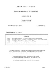 Sujet du bac ES 2008: Francais