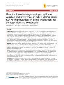 Uses, traditional management, perception of variation and preferences in ackee (Blighia sapidaK.D. Koenig) fruit traits in Benin: implications for domestication and conservation