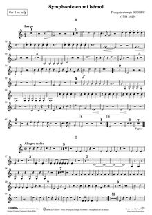 Partition cor 2 (E♭), Symphonie No.2, E♭ major, Gossec, François Joseph