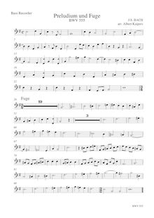 Partition basse enregistrement , Prelude et Fugue en E minor, E minor