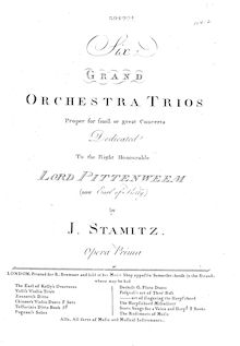 Partition violon 2, 6 Grand orchestre Trios, Op.1, Stamitz, Johann