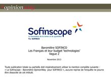 Sofinscope - Les Français et leur budget ‘technologies’ 