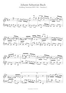 Partition Variation 2, Goldberg-Variationen, Goldberg Variations ; Aria mit 30 Veränderungen ; Clavier-Übung IV