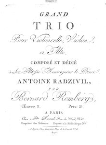 Partition violon, Grand Trio pour violoncelle, violon et viole de gambe, Op.8