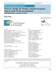 Herpes - Conférence de consensus  Prise en charge de l’herpès cutanéo-muqueux chez le sujet immunocompétent  ( 2001 ) - Texte long