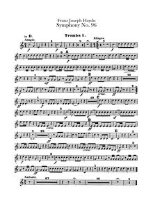 Partition trompette 1, 2 (en D), Symphony No.96 en D major, “pour Miracle”