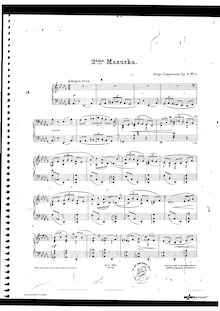 Partition complète, Mazurka No.2, Op.9/2, Lyapunov, Sergey