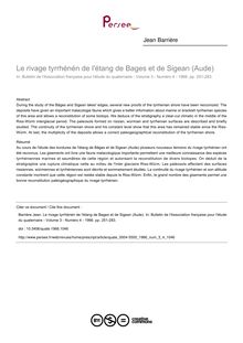 Le rivage tyrrhénén de l étang de Bages et de Sigean (Aude) - article ; n°4 ; vol.3, pg 251-283