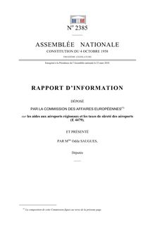 Rapport d information déposé par la Commission des affaires européennes sur les aides aux aéroports régionaux et les taxes de sûreté des aéroports (E 4479)