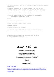 The Vedanta-Sutras with the Commentary by Sankaracarya - Sacred Books of the East, Volume 1