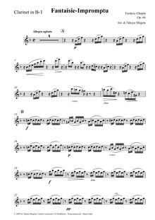 Partition B♭ clarinette 1, Fantaisie-impromptu, C♯ minor, Chopin, Frédéric