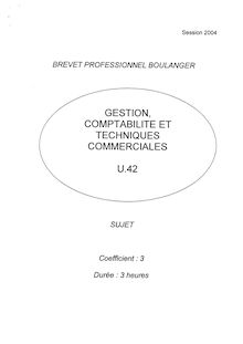 Gestion - Comptabilité et techniques commerciales 2004 BP - Boulanger