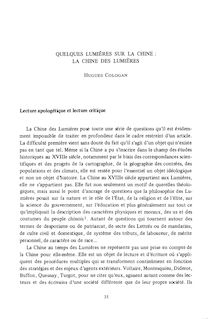 QUELQUES LUMIÈRES SUR LA CHINE : LA CHINE DES LUMIÈRES Lecture ...