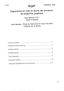 Btscomm 2006 etude de fabrication et calcul d un devis