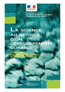 La science au service d un développement durable : contributions des organismes publics  de recherche français