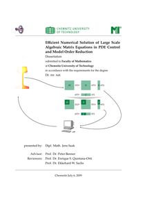 Efficient numerical solution of large scale algebraic matrix equations in PDE control and model order reduction [Elektronische Ressource] / presented by: Jens Saak