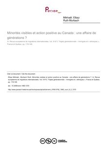 Minorités visibles et action positive au Canada : une affaire de générations ? - article ; n°3 ; vol.9, pg 119-146