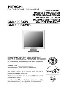 Notice Moniteurs Hitachi  CML190SXW