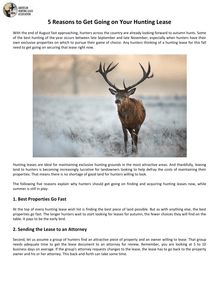 5 Reasons to Get Going on Your Hunting Lease