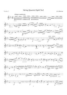 Partition violon 2, corde quatuor, Op.61 No.2, E♭ major, Ellerton, John Lodge