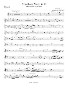 Partition hautbois 1, Symphony No.31, D major, Rondeau, Michel par Michel Rondeau