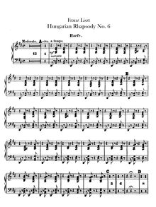Partition harpe, Hungarian Rhapsody No.9, Pesther Carneval / Le carnaval de Pesth