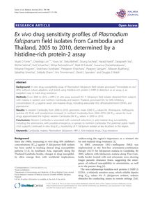 Ex vivo drug sensitivity profiles of Plasmodium falciparum field isolates from Cambodia and Thailand, 2005 to 2010, determined by a histidine-rich protein-2 assay