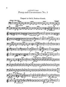 Partition timbales/petit tambour, basse tambour/cymbales, Pomp et Circumstance, Op.39