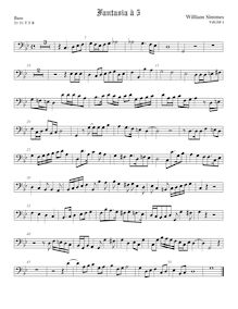 Partition viole de basse, Fantasia, G minor, Simmes, William
