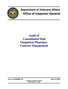 Department of Veterans Affairs Office of Inspector General Audit of  Consolidated Mail Outpatient Pharmacy