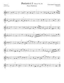 Partition ténor viole de gambe 2, octave aigu clef, Fantasia pour 5 violes de gambe, RC 38