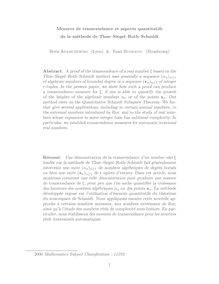 Mesures de transcendance et aspects quantitatifs de la methode de Thue–Siegel–Roth–Schmidt