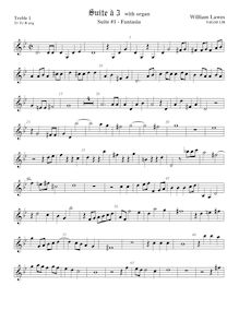 Partition viole de gambe aigue 2 (aigu clef),  No.1 pour 3 violes de gambe et orgue