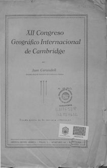 XII Congreso Geográfico Internacional de Cambridge