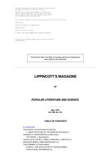 Lippincott s Magazine of Popular Literature and Science - Volume 17, No. 101, May, 1876