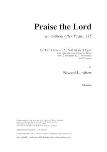 Partition complète, Praise pour Lord, Lambert, Edward par Edward Lambert