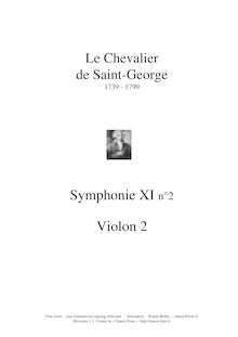 Partition violons II, 2 Symphonies, Saint-Georges, Joseph Bologne