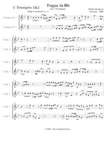 Partition trompettes 1/2 (C), Fugue pour 3 trompettes en B-flat major