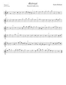 Partition ténor viole de gambe 2, octave aigu clef, madrigaux pour 5 voix par  Paolo Bellasio