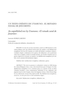 Un texto inédito de Unamuno: El reinado social de Jesucristo