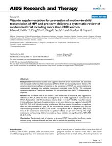 Vitamin supplementation for prevention of mother-to-child transmission of HIV and pre-term delivery: a systematic review of randomized trial including more than 2800 women